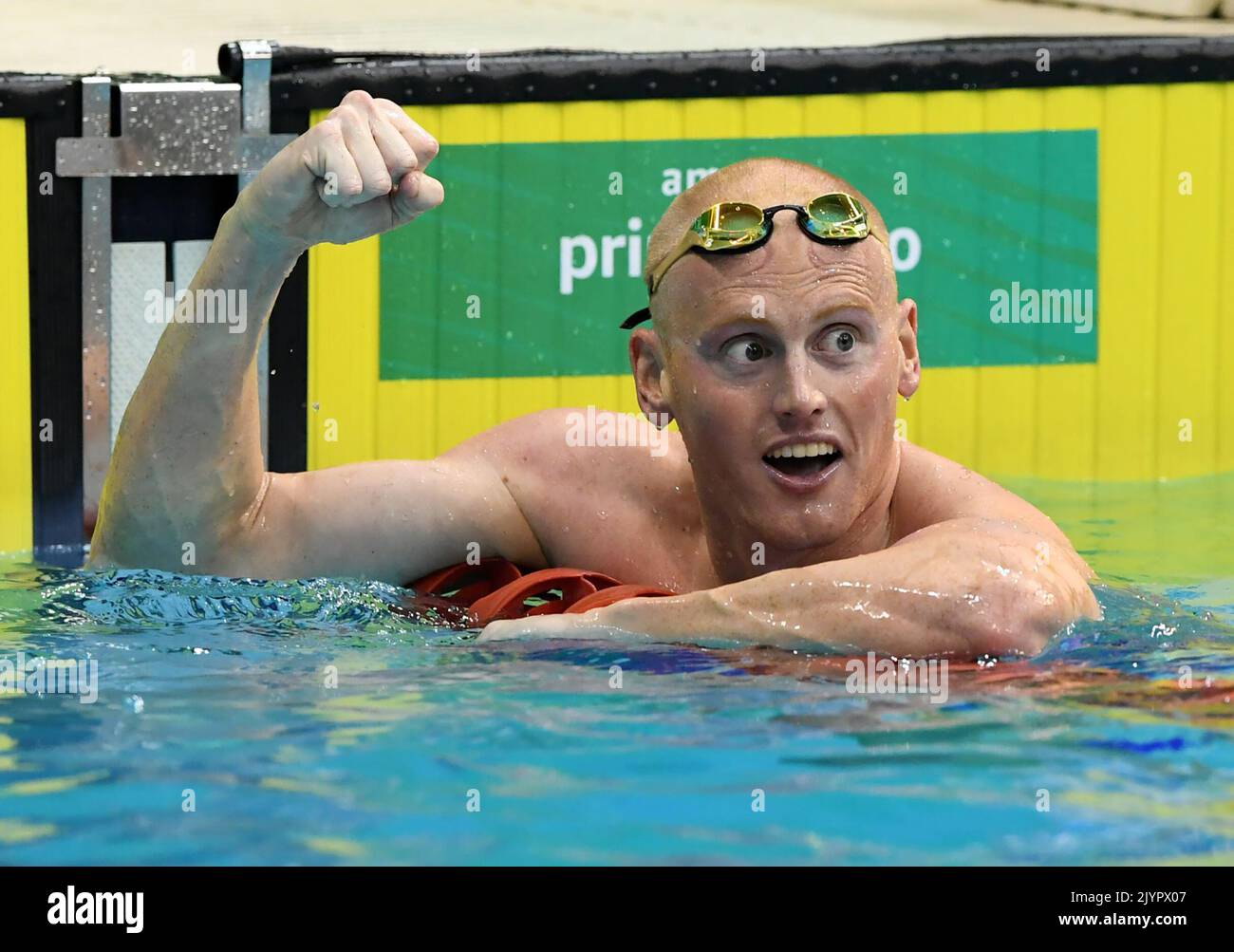 David reacts following the Men’s 200m Butterfly Final at the