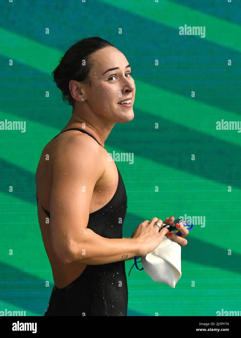 Brianna Throssell looks on after swimming the Women’s 200m Breaststroke