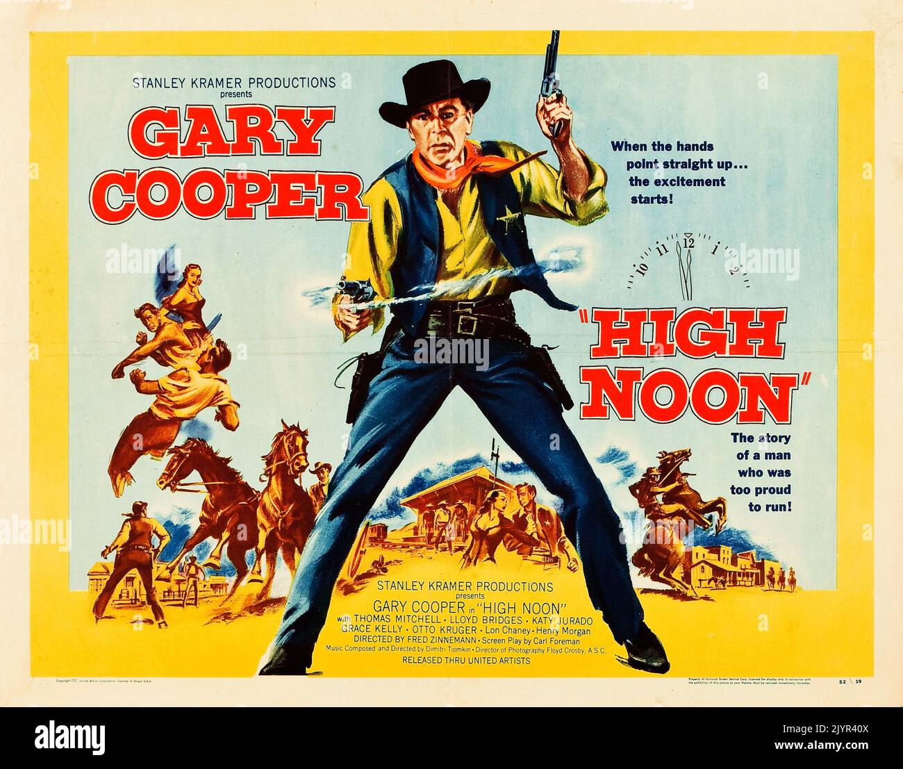 High Noon (United Artists, 1952). Half Sheet movie poster feat Gary Cooper - Western movie Stock Photo