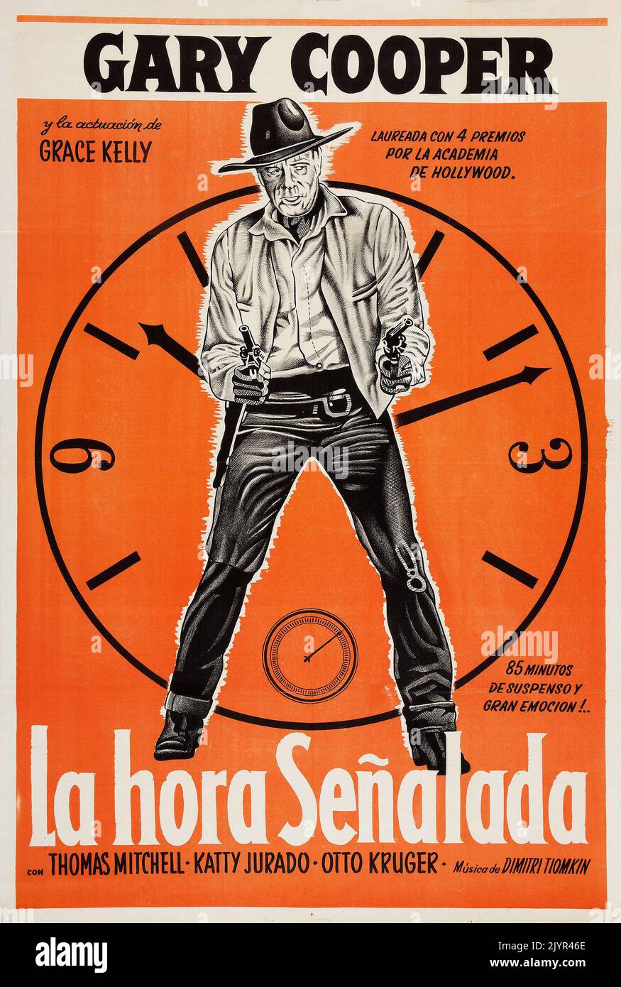 High Noon 1952  (United Artists, R-1960s). Argentinean Film Poster feat Gary Cooper - Western movie Stock Photo