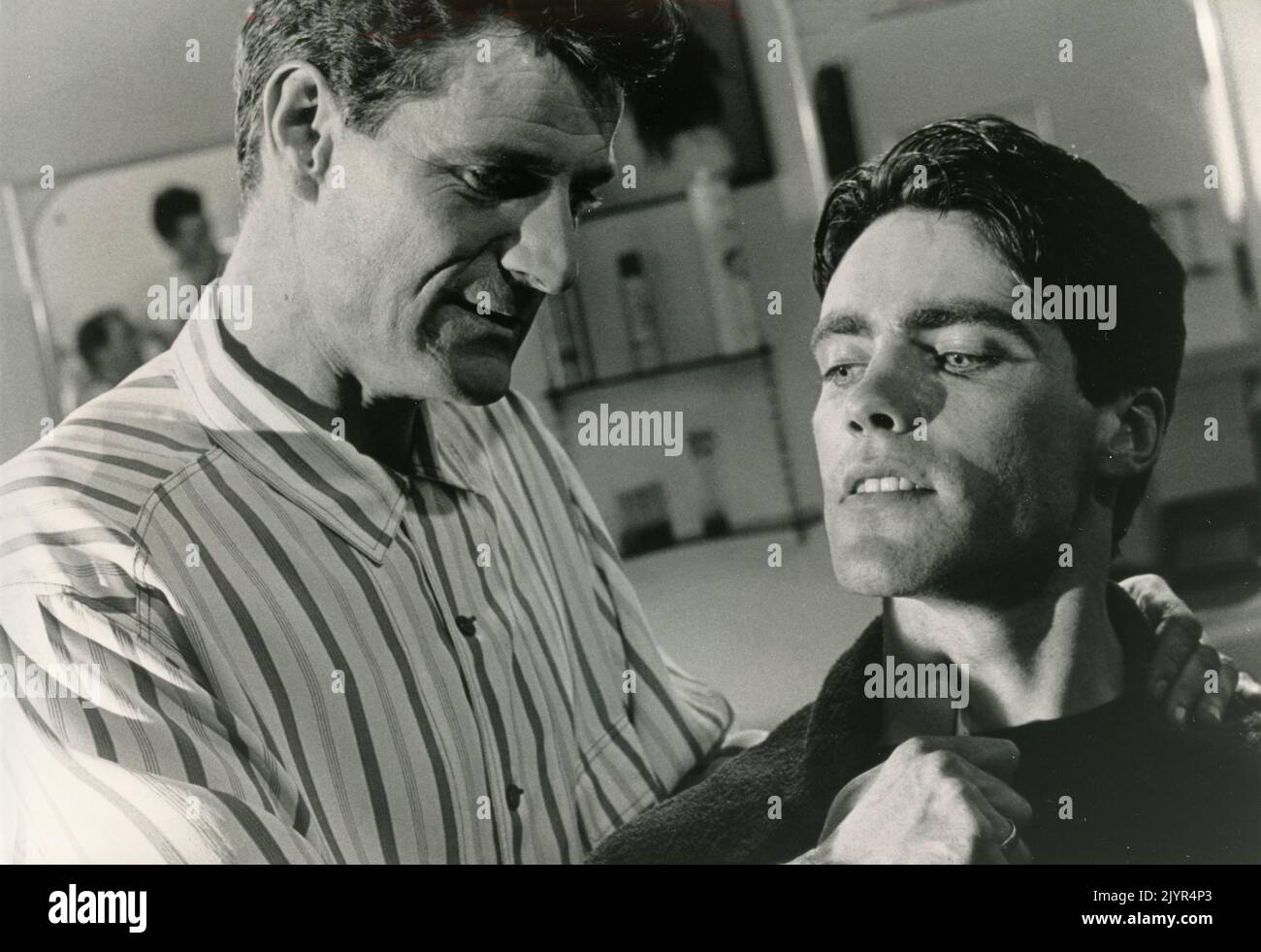 Actors Padraig O'Loinsigh and Martin Dunne in the movie The Courier, UK/Ir 1988 Stock Photo