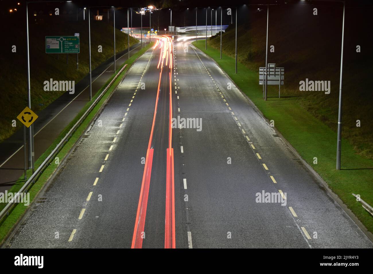 Car light trail on Ring Road, Kilkenny, Ireland Stock Photo Alamy