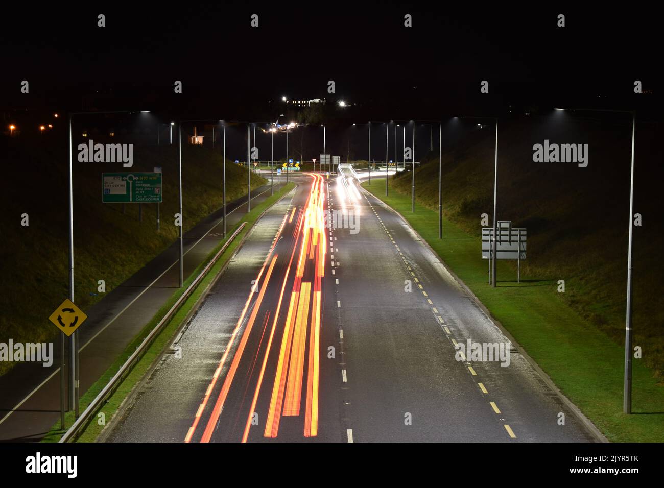 Car light trail on Ring Road, Kilkenny, Ireland Stock Photo Alamy