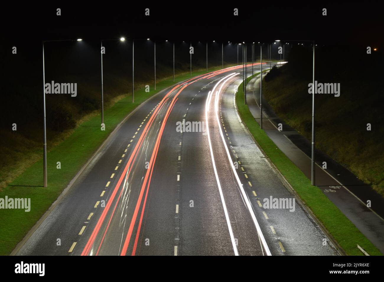 Car light trail on Ring Road, Kilkenny, Ireland Stock Photo Alamy