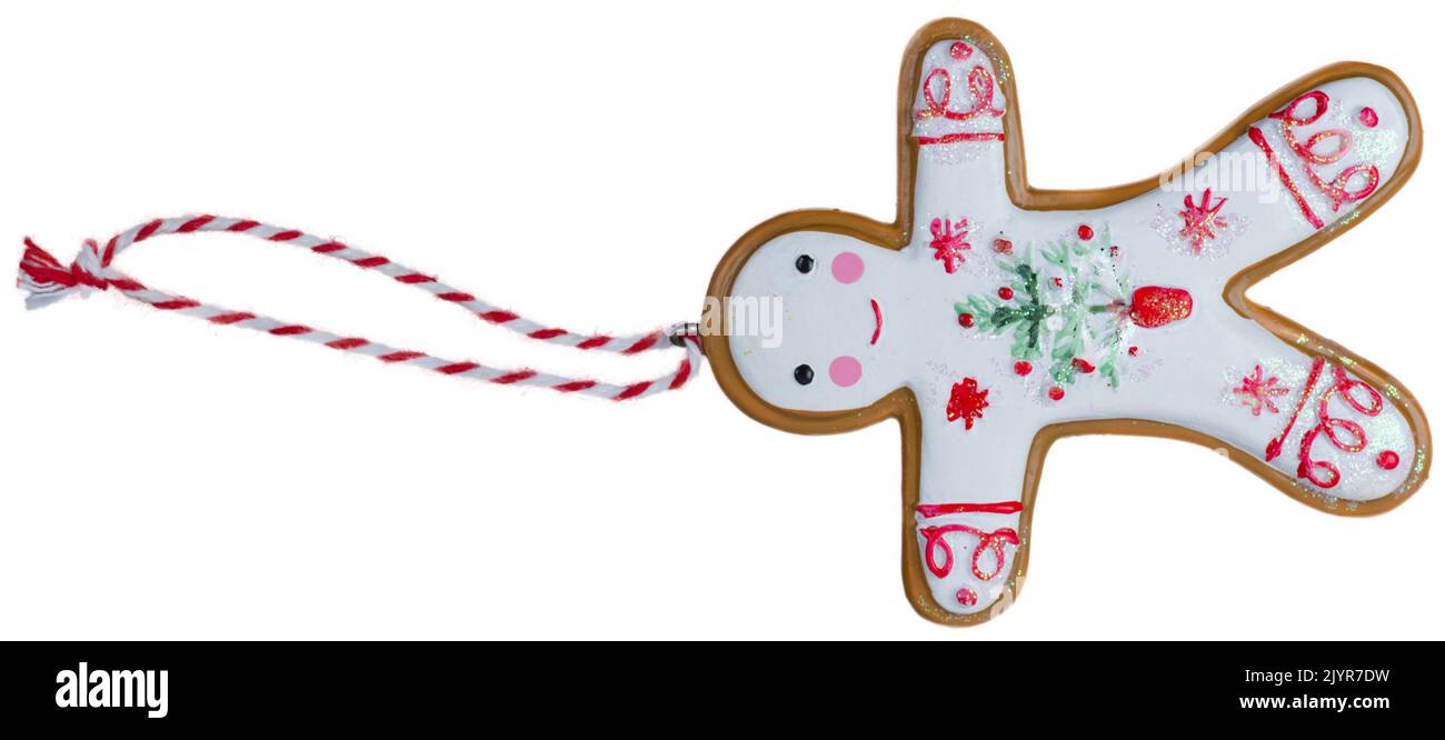 Christmas TRee Decoration with ribbon isolated Stock Photo