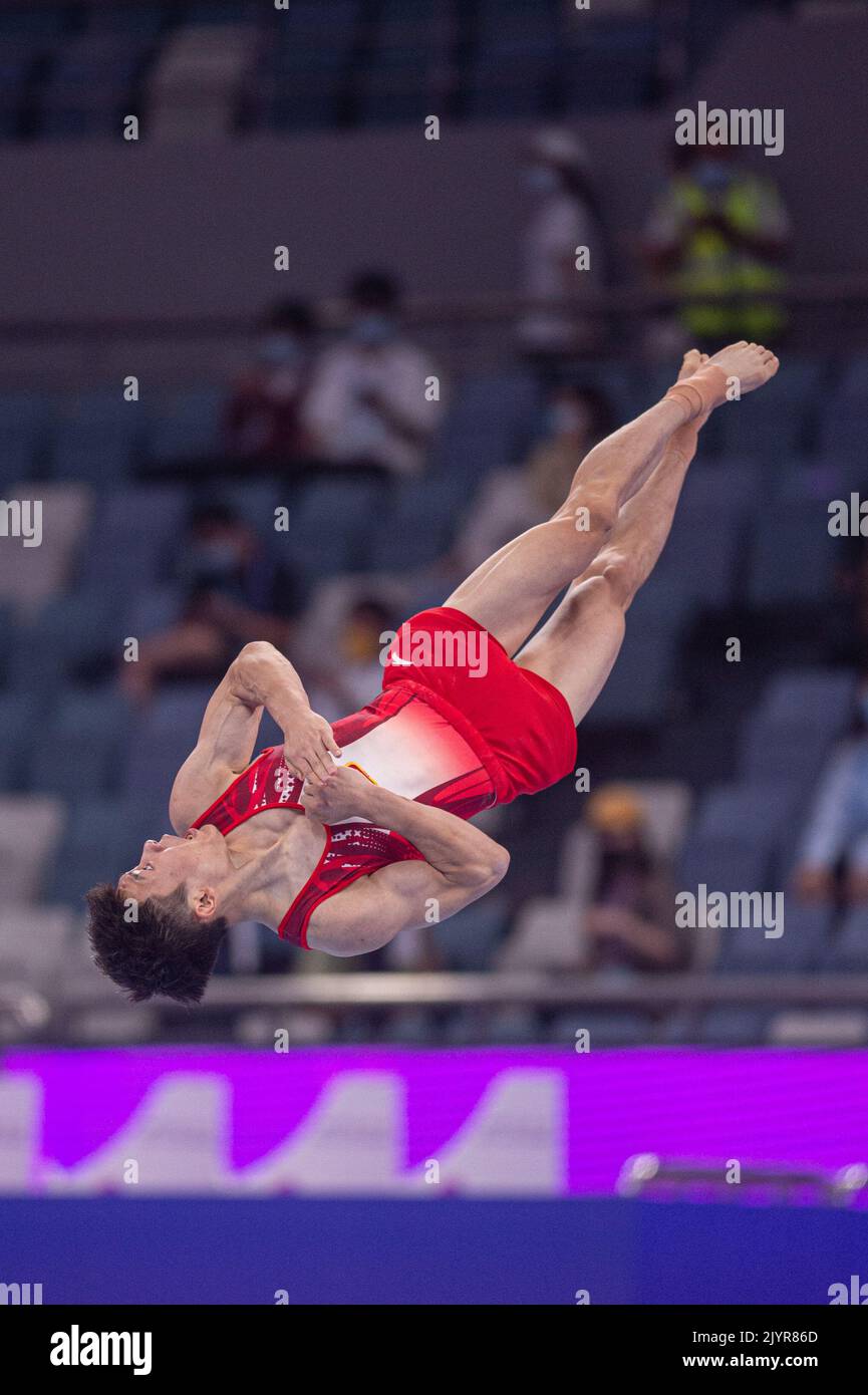Hangzhou, China's Zhejiang province. 8th Sep, 2022. Bronze medalist Ge Shihao of Shandong competes during the men's floor final at the National Artistic Gymnastics Championship in Hangzhou, east China's Zhejiang province, Sept. 8, 2022. Credit: Jiang Han/Xinhua/Alamy Live News Stock Photo