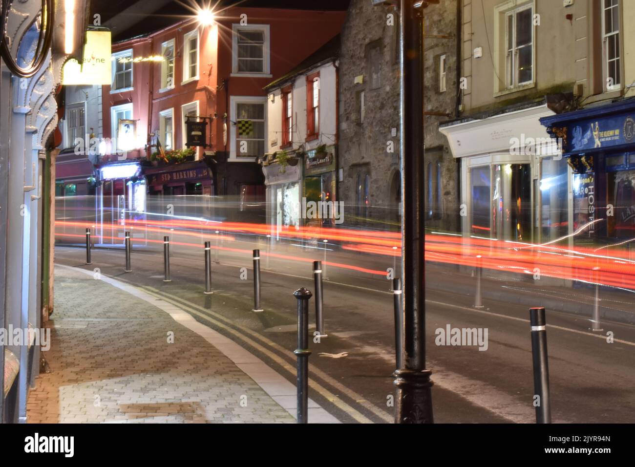 Car light trails, Kilkenny, Ireland Stock Photo