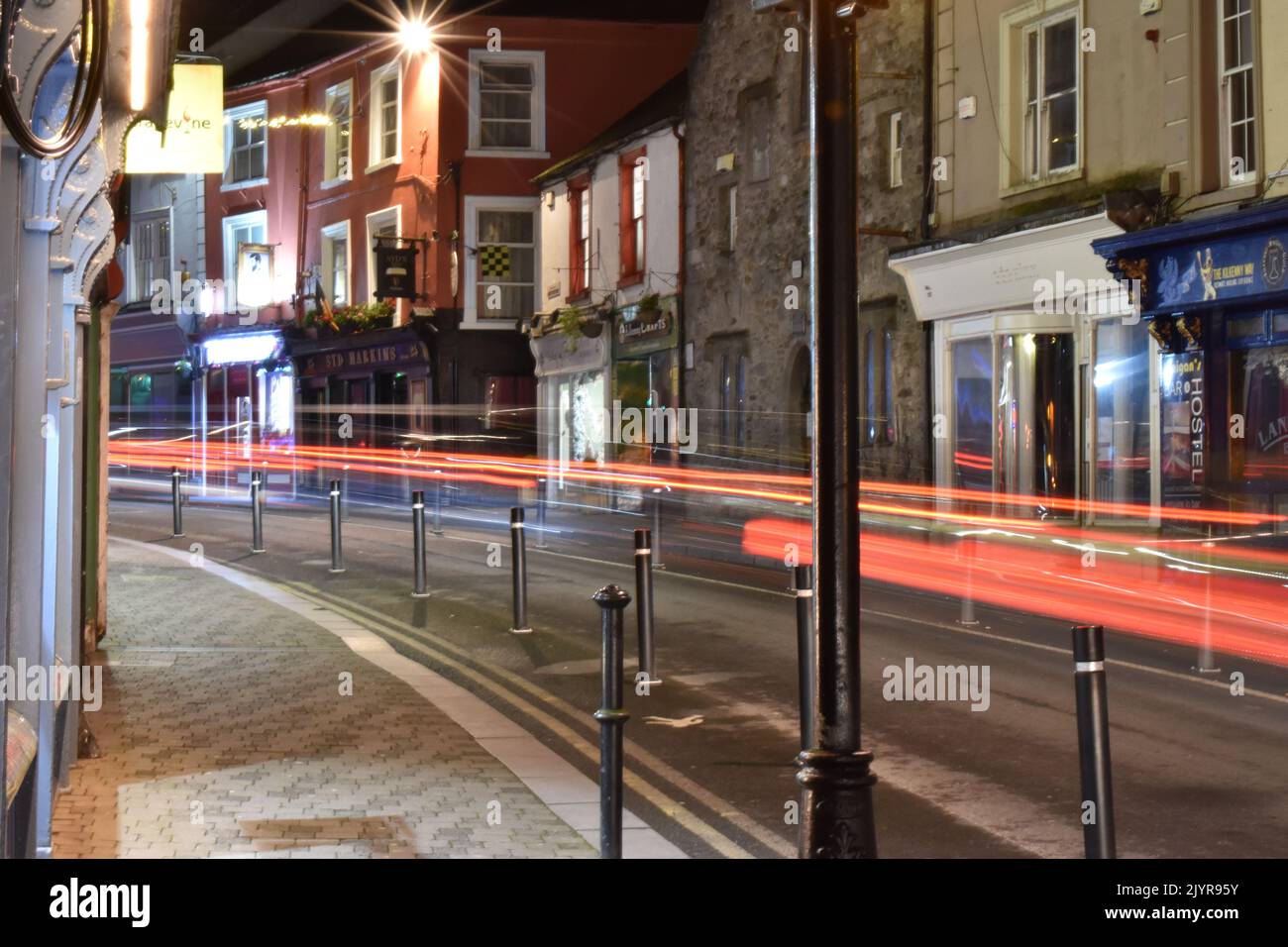 Car light trails, Kilkenny, Ireland Stock Photo