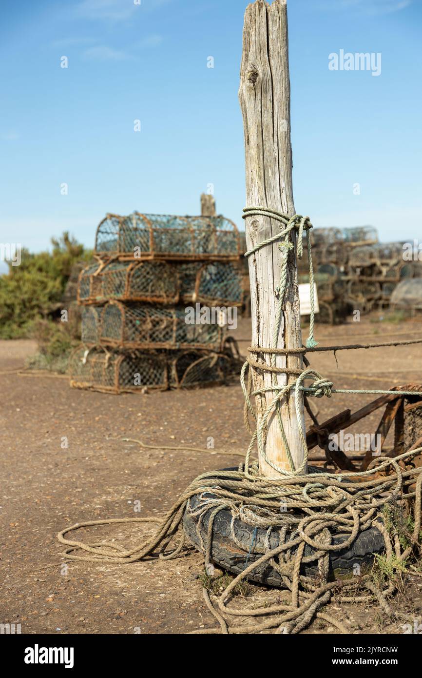 Lobster Pots drying in September sunlight Stock Photo Alamy
