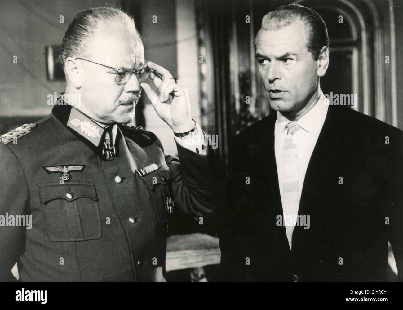 Actors Fritz Tillmann and O.W. Fischer in the movie Operation Caviar, Germany 1961 Stock Photo