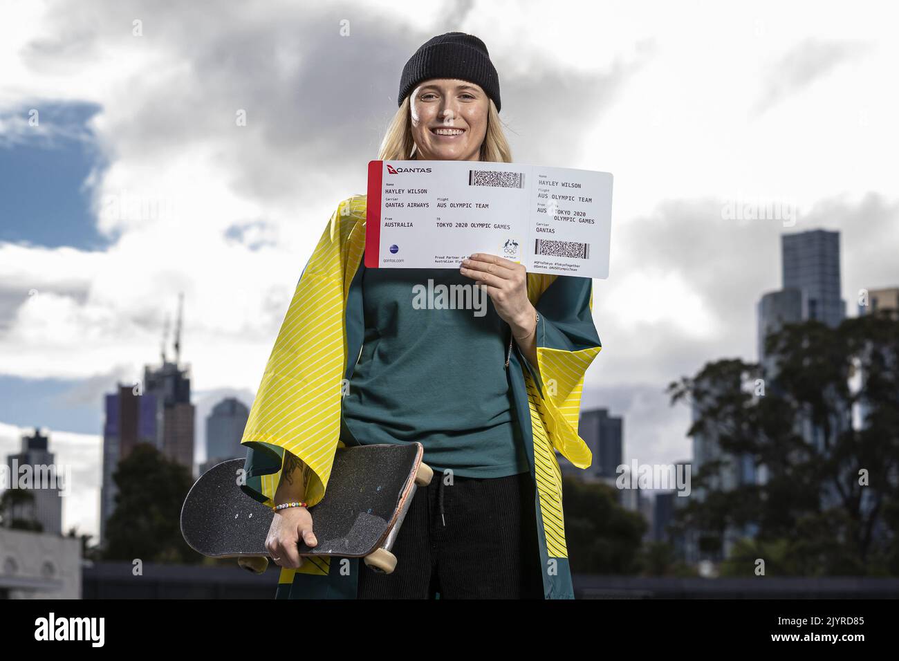 Australian Olympic Skateboarder Hayley Wilson poses for a photograph
