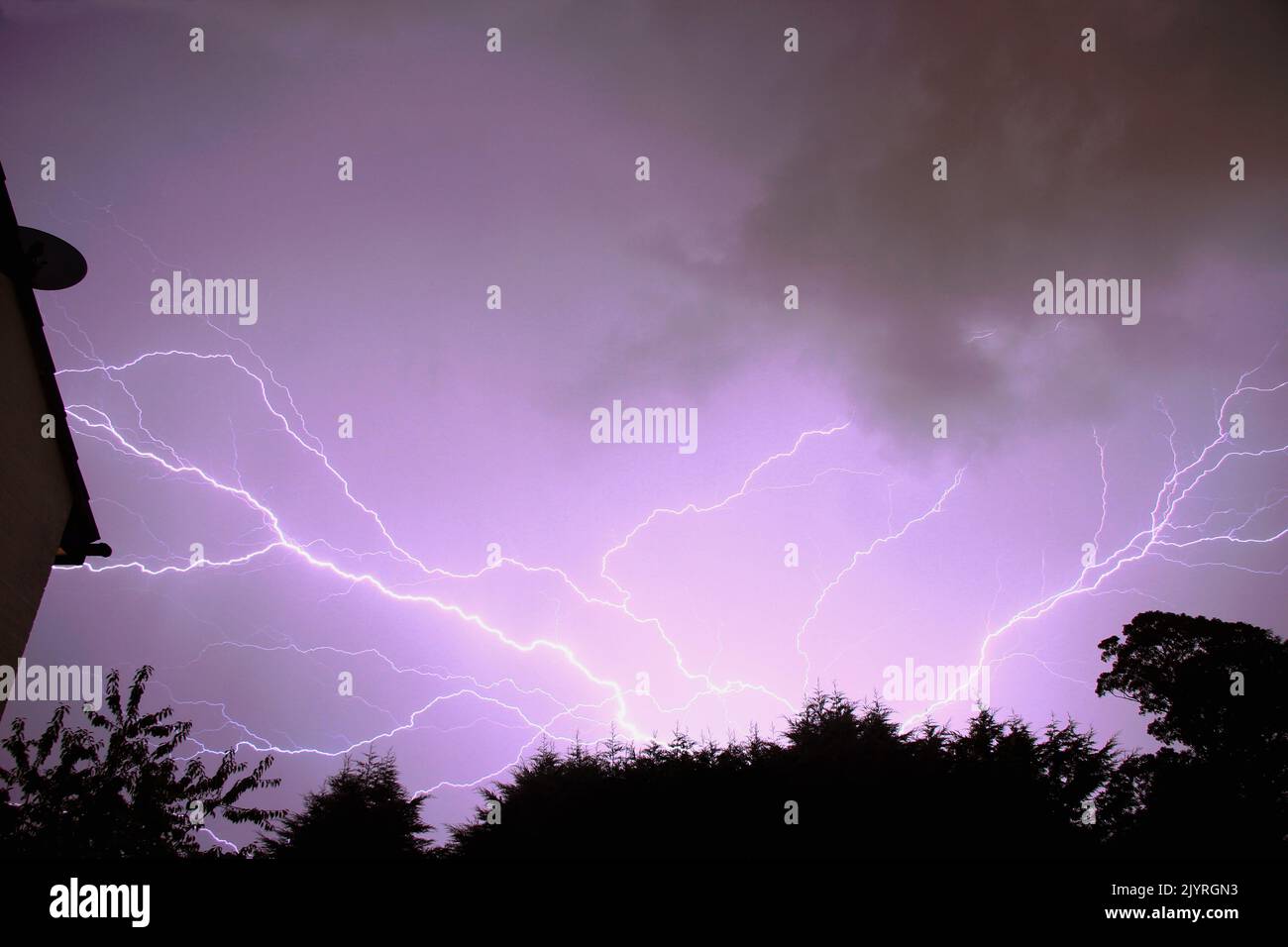 Lightning in the sky over Cottingham, East Yorkshire, UK Stock Photo