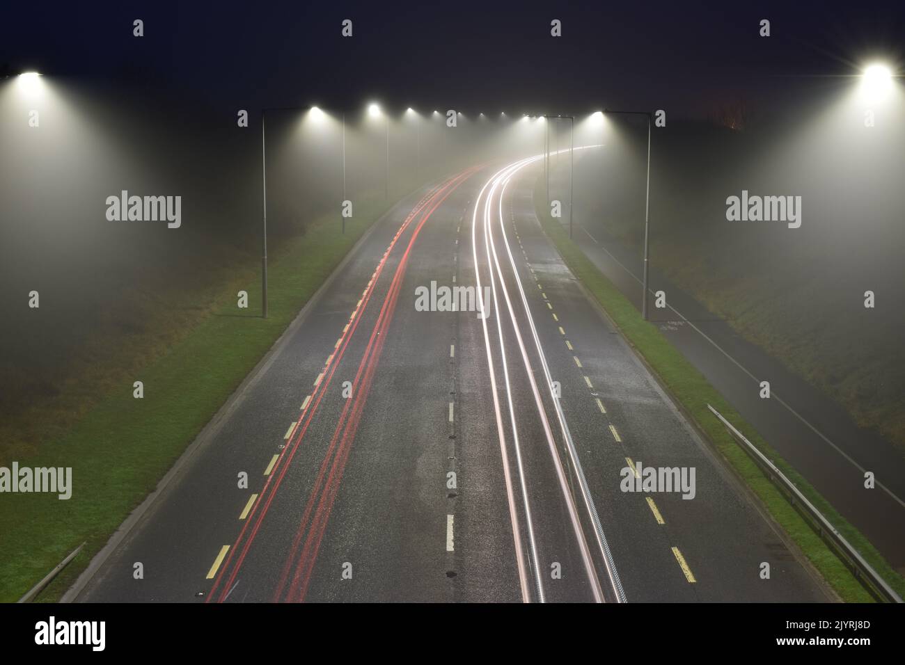 Car light trail on Ring Road, Kilkenny, Ireland Stock Photo