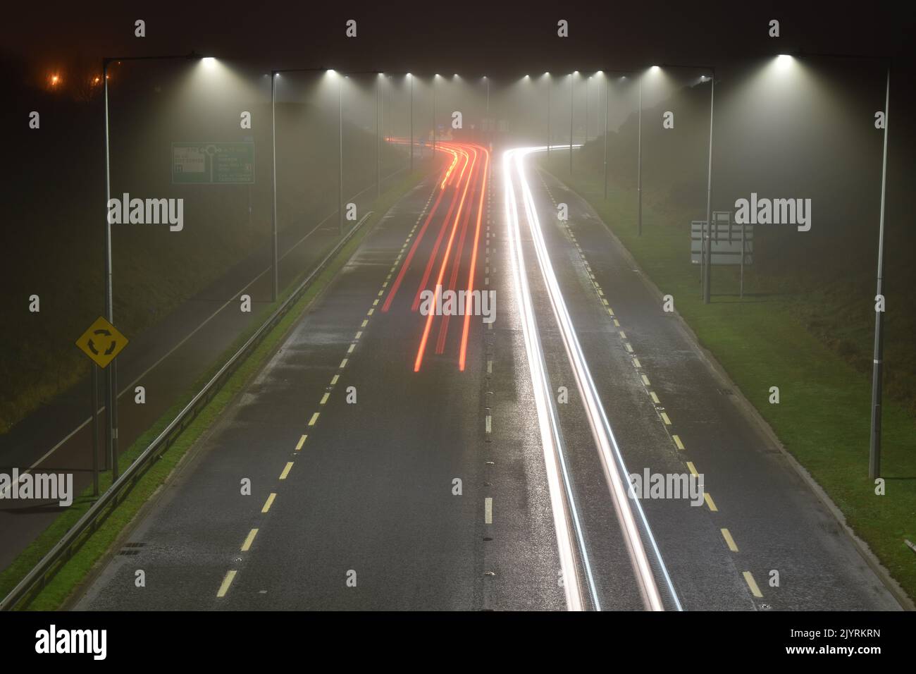 Car light trail on Ring Road, Kilkenny, Ireland Stock Photo