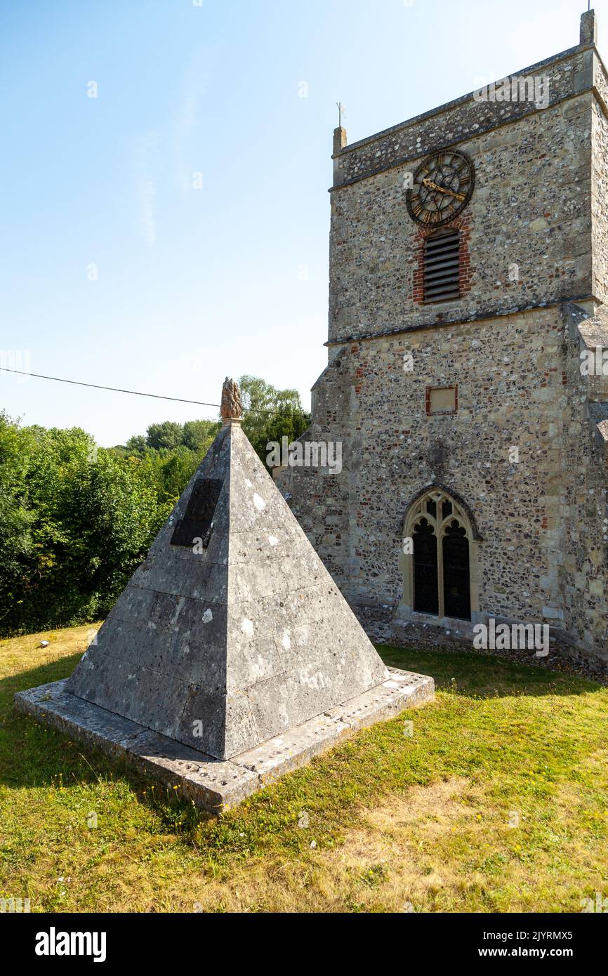 A Pyramid memorial at St Andrews Church, Nether Wallop, Hampshire Stock Photo