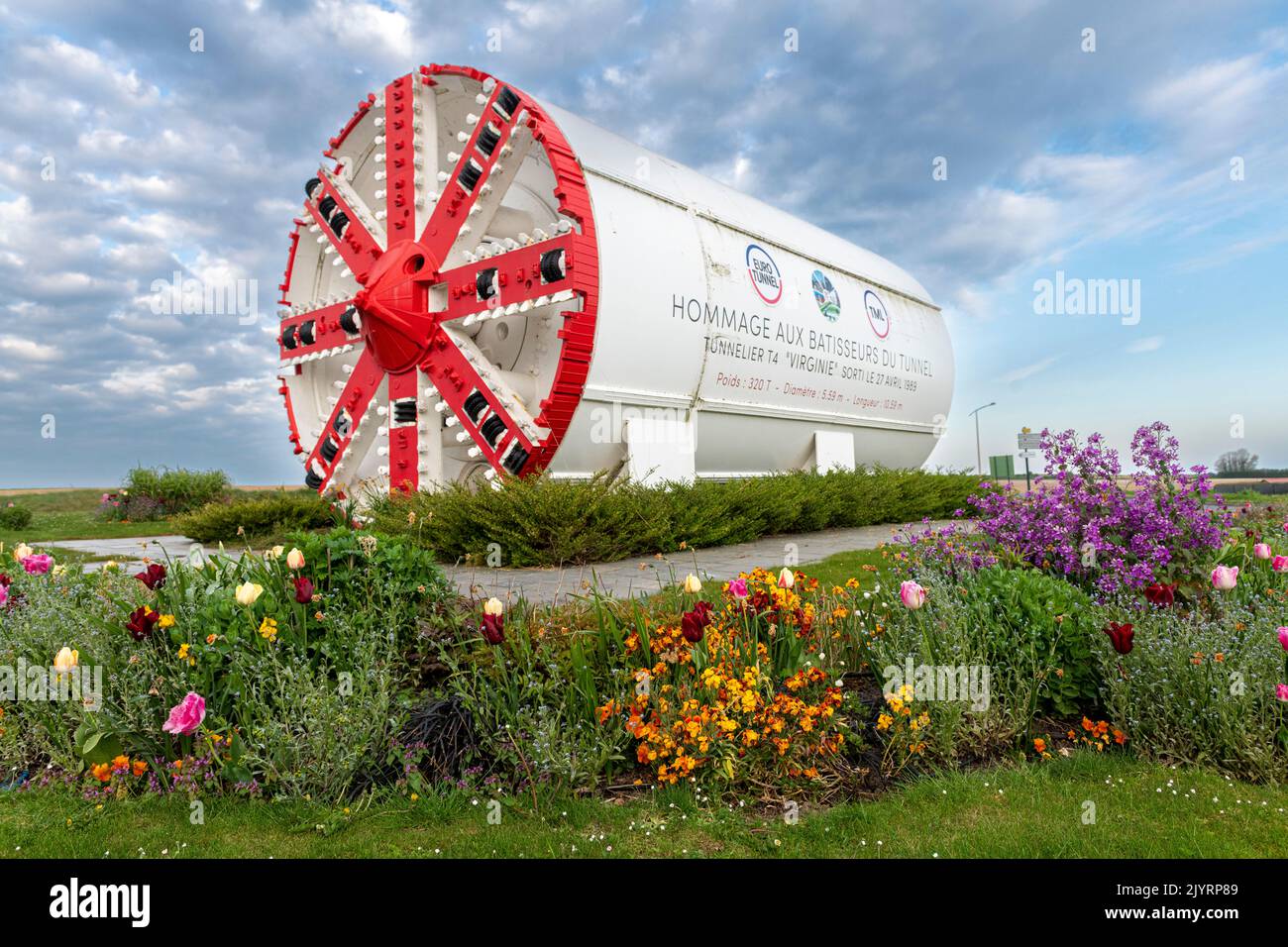 Tunnel boring machine used to dig the Channel Tunnel, spring, Coquelles, Pas-de-Calais, France Stock Photo