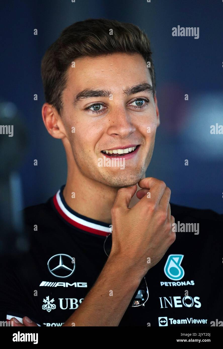 Mercedes' George Russell during the preparation day at the Italian ...
