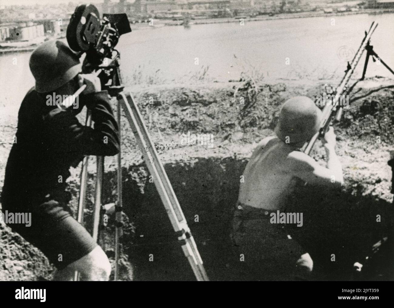 Scene with camera soldier from the documentary war movie Shot