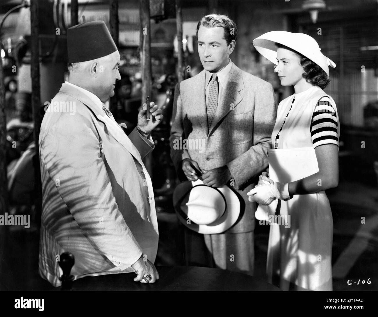 SYDNEY GREENSTREET PAUL HENREID and INGRID BERGMAN in CASABLANCA 1942 director MICHAEL CURTIZ Warner Bros. Stock Photo