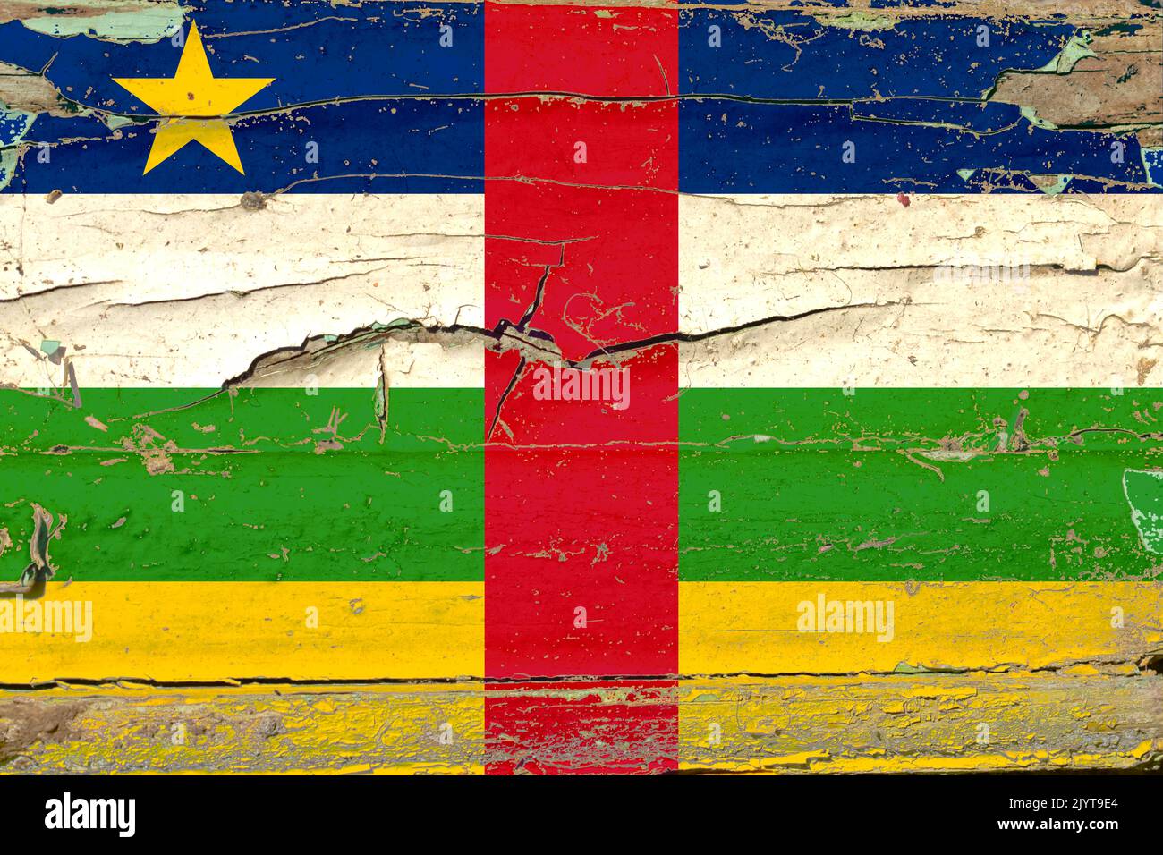3D Flag of Central African Republic on an old wood wall background ...