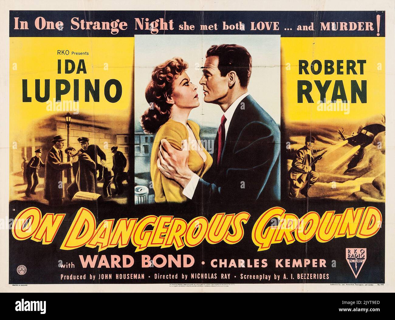 On Dangerous Ground (RKO, 1951) Ida Lupino, Robert Ryan - vintage film poster Stock Photo