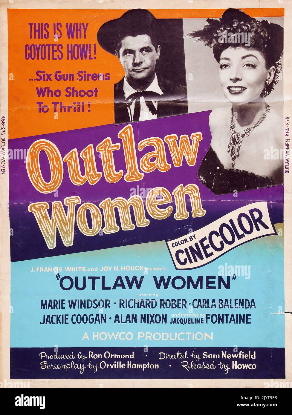 Outlaw Women (Howco, R-1956). Poster - Western film - Marie Windsor, Jackie Coogan, Richard Rober Stock Photo
