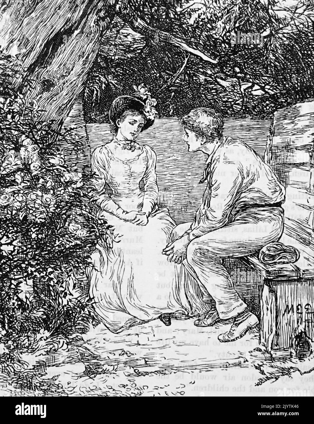 Illustration depicting a couple courting. Illustrated by Mary Ellen ...