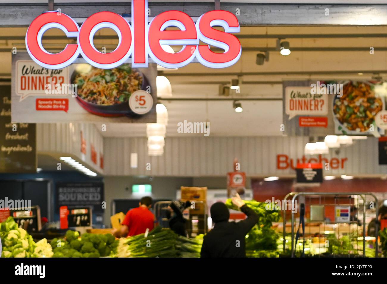 A Coles sign is seen at a Coles supermarket in Canberra, Wednesday