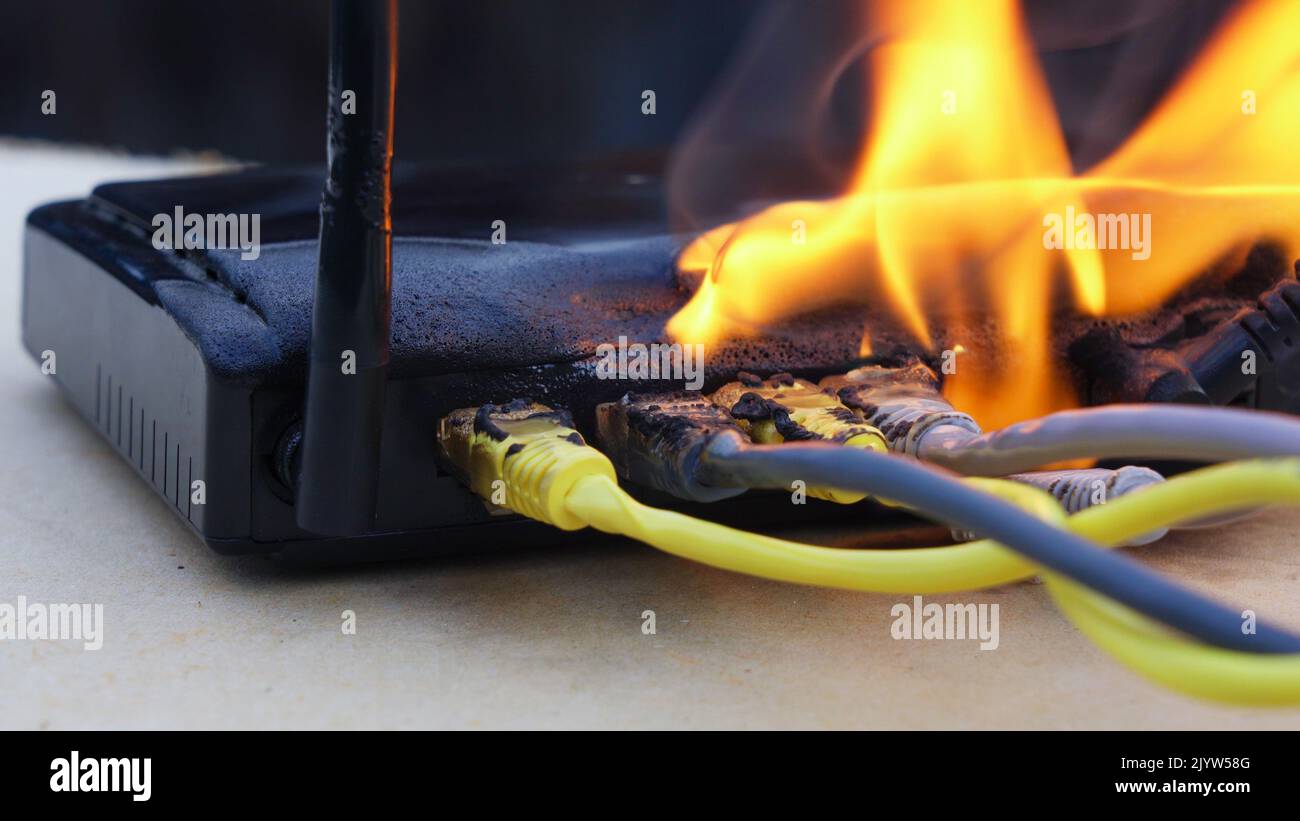 Burning cable due to high congestion Stock Photo Alamy