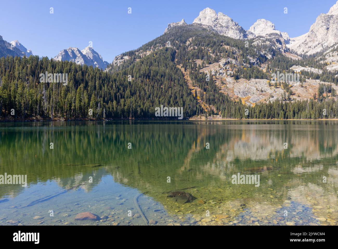 Scenic Reflection Landscape in the Tetons in Autumn Stock Photo - Alamy