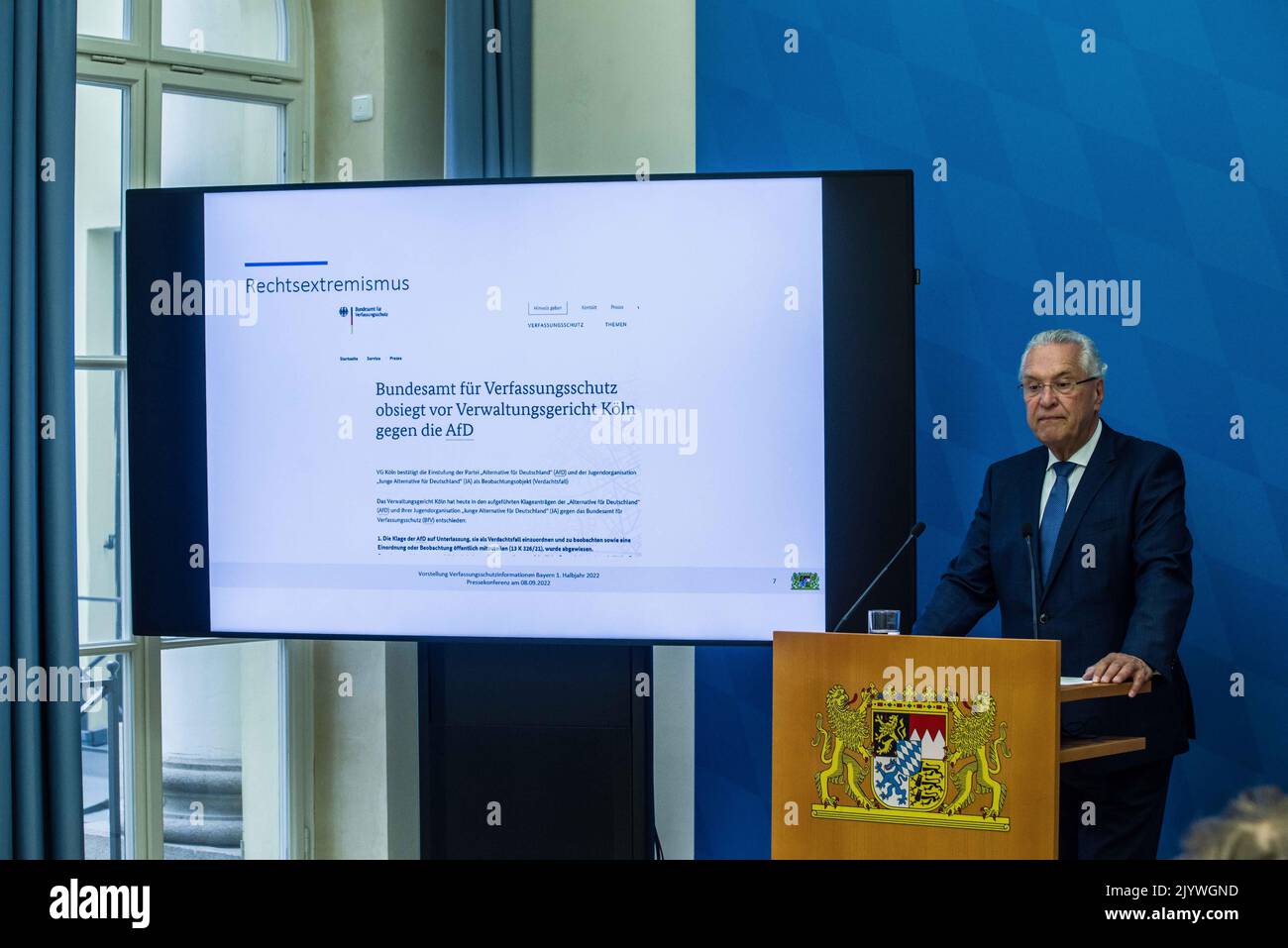 Munich, Bavaria, Germany. 8th Sep, 2022. The Bavarian Verfassungsschutz
