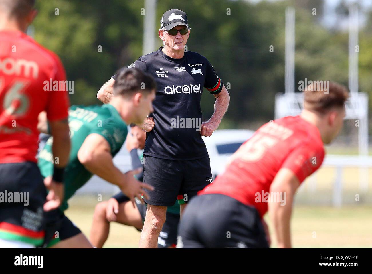 South Sydney coach Wayne looks on during a South Sydney Rabbitohs open training session