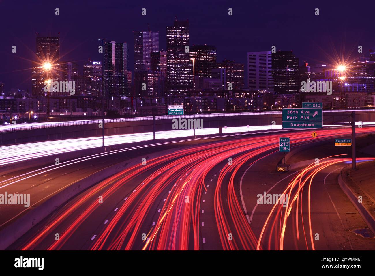 Denver, Colorado and highway 25 Stock Photo