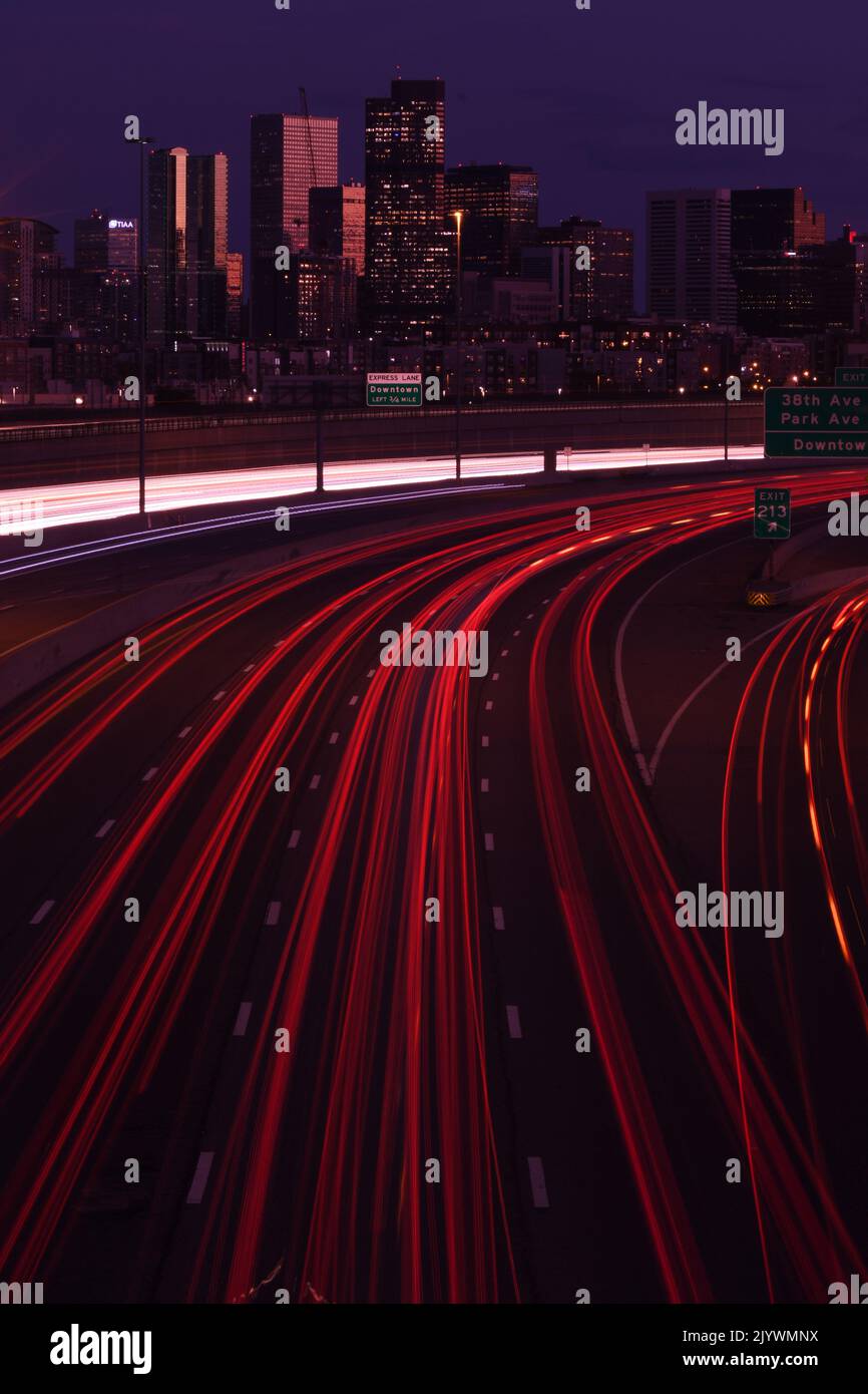Denver, Colorado and highway 25 Stock Photo