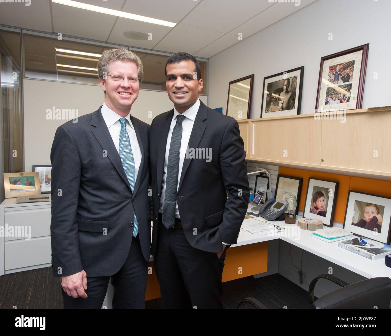 Secretary Shaun Donovan with Omar Khan, Office of Congressional and Intergovernmental Relations. Stock Photo