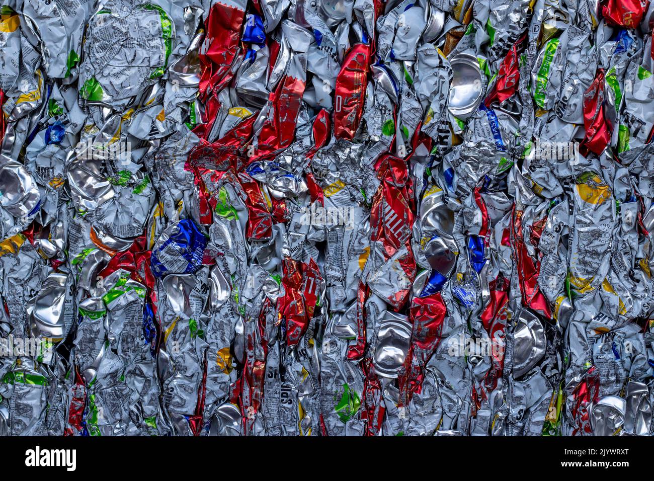 Recycled tin can waste compressed into bales, pressed Stock Photo Alamy