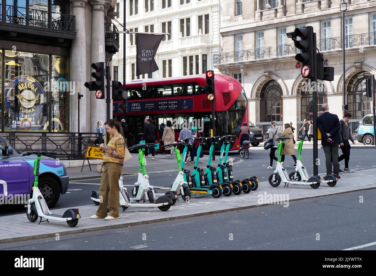 Electric scooter hire point,London,England,UK Stock Photo Alamy