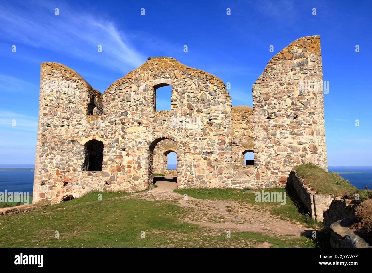 Sweden Lake Vattern Area Uppgranna The Brahehus Castle Ruins Stock sweden-lake-vattern-area-uppgranna-the-brahehus-castle-ruins-stock