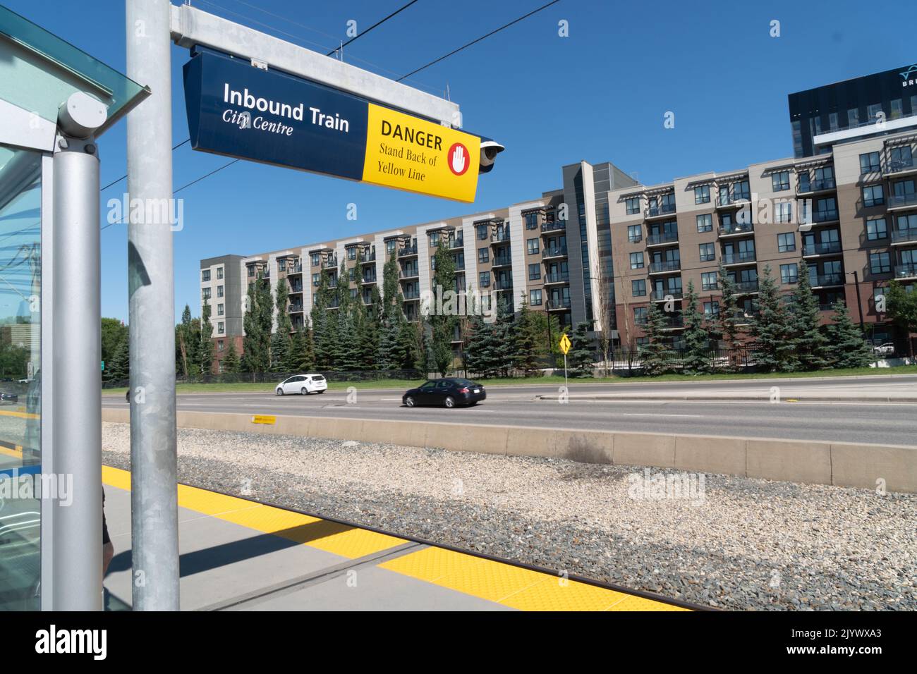 Calgary, Alberta, Canada July 15, 2022 Calgary C Train downtown
