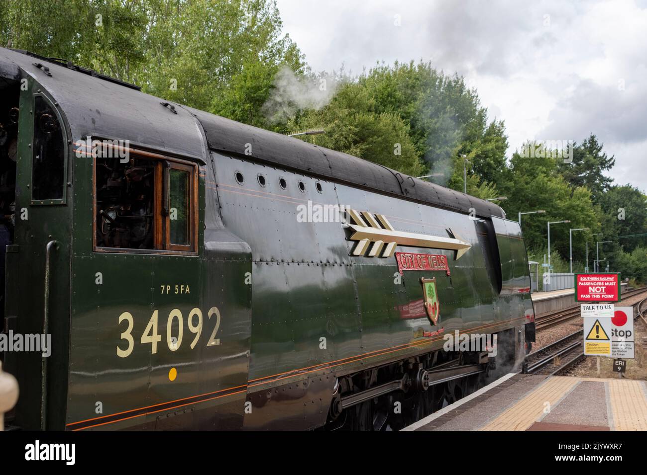 Western Class steam locomotive City of Wells in Eridge station Kent Stock Photo