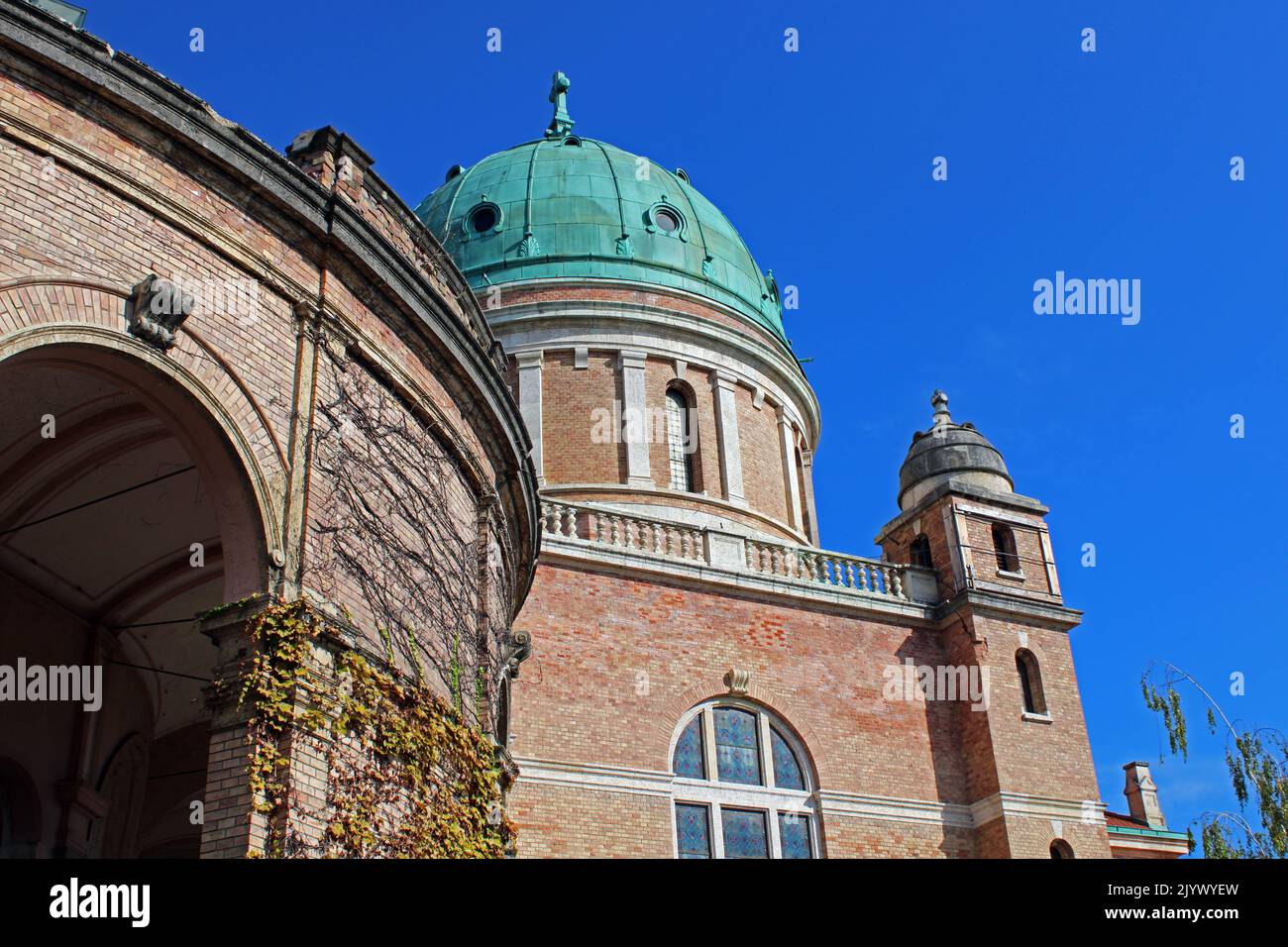Famous landmarks, main city cemetery Mirogoj by autumn, famous ancient arcades, Zagreb, Croatia Stock Photo
