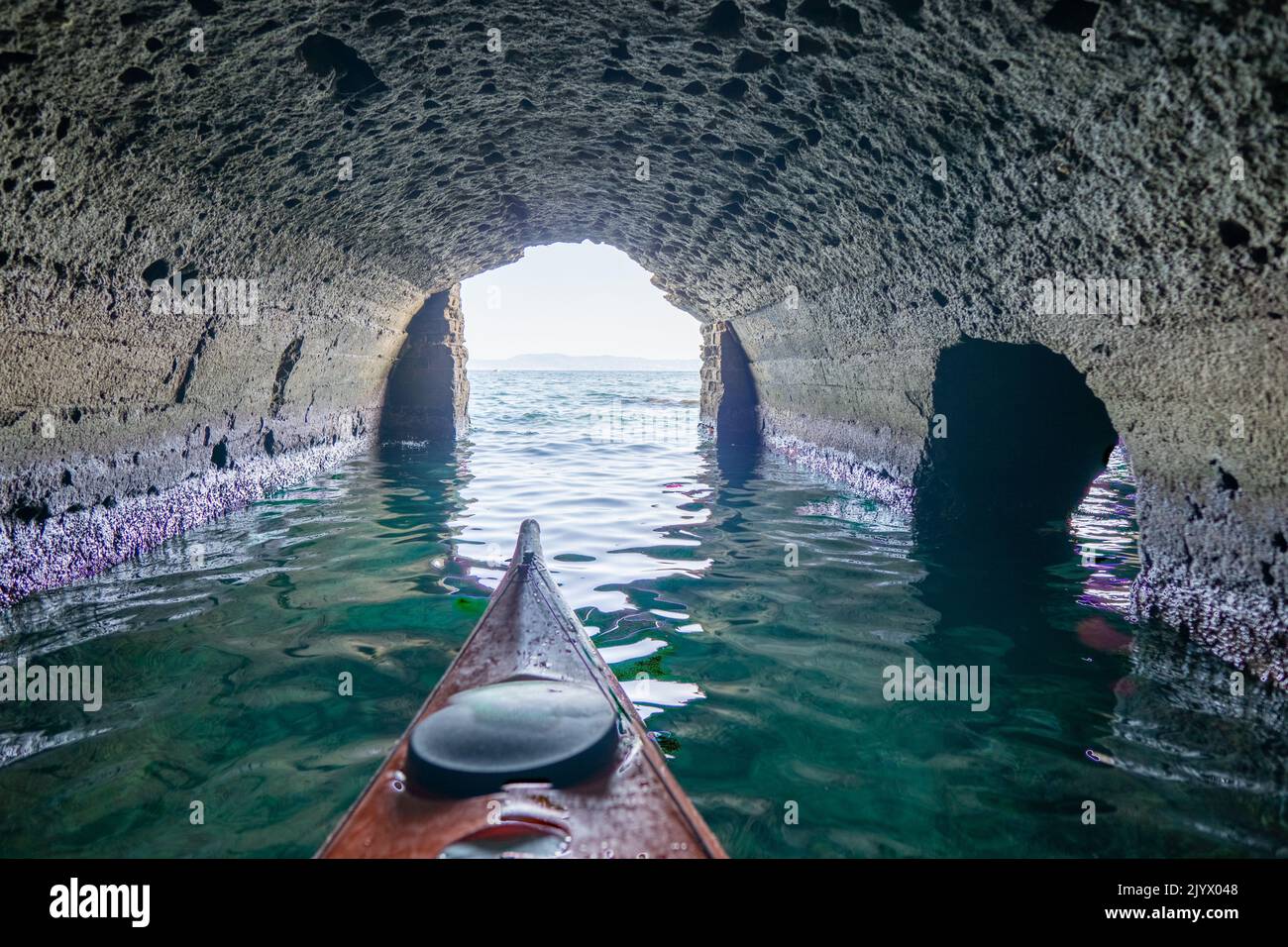 Kayak tour in Naples - palazzo degli spiriti, marechiaro Stock Photo