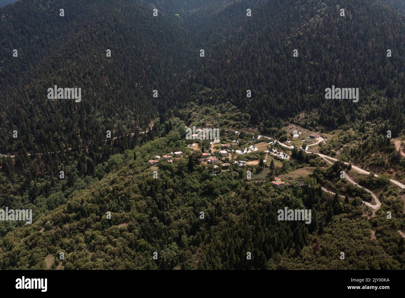 Drone view of Greek village Stock Photo - Alamy