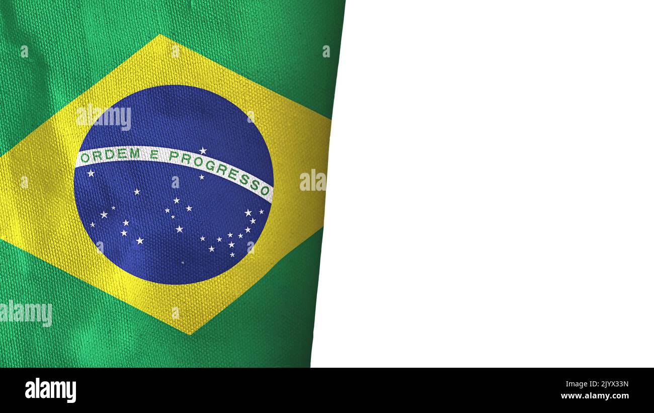 Brazil flag isolated on white with copyspace Stock Photo