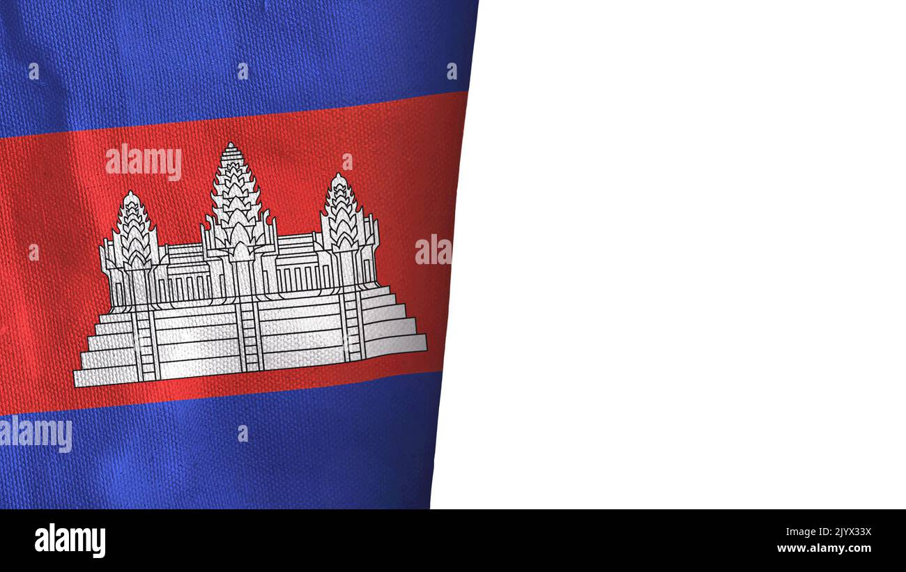 Cambodia flag isolated on white with copyspace Stock Photo