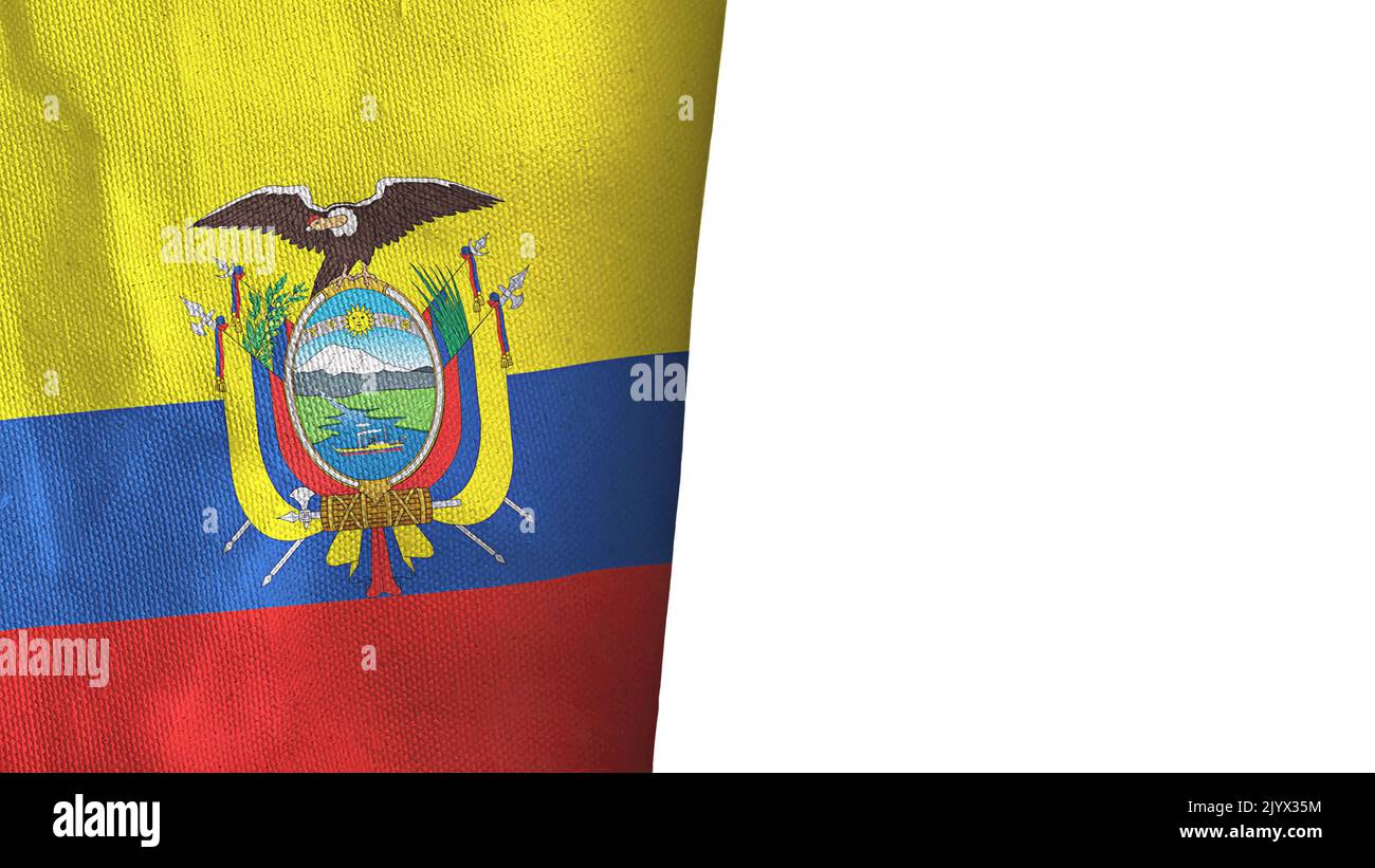 Ecuador flag isolated on white with copyspace Stock Photo