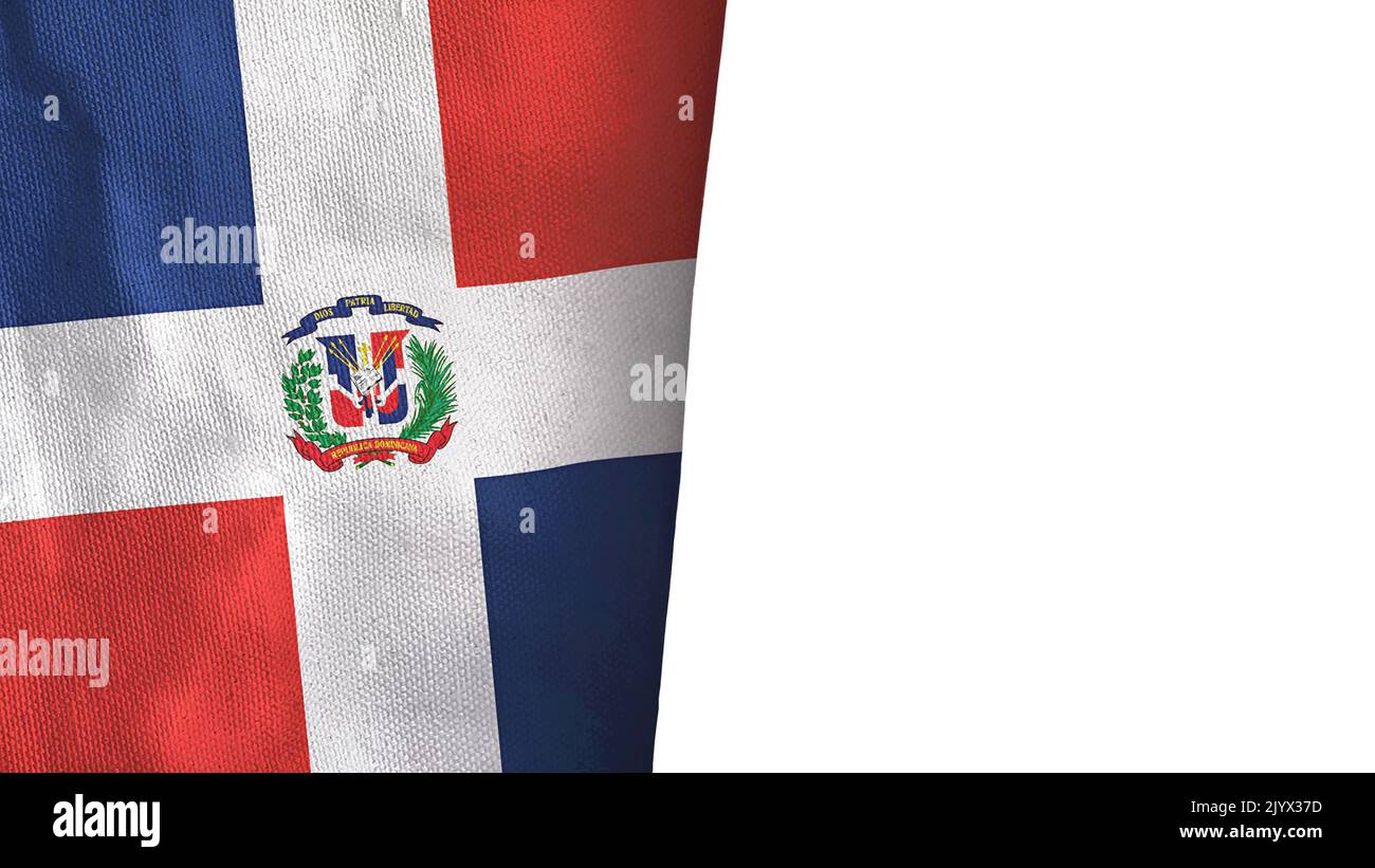 Dominican Republic flag isolated on white with copyspace Stock Photo