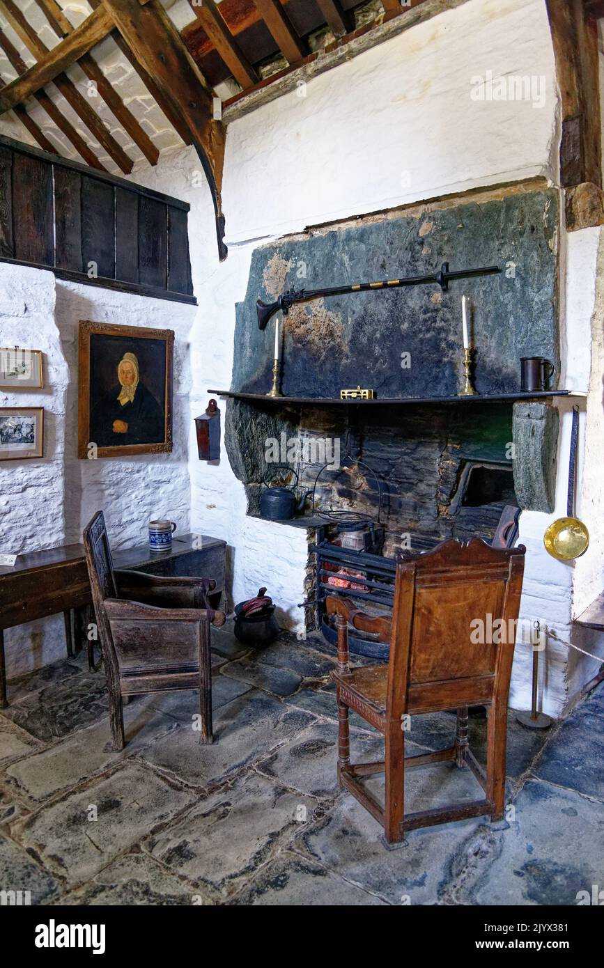 United Kingdom, South West England, Cornwall, Tintagel - Inside The medieval hall-house of 14th century - The Old Post Office. 12th of August, 2022 Stock Photo