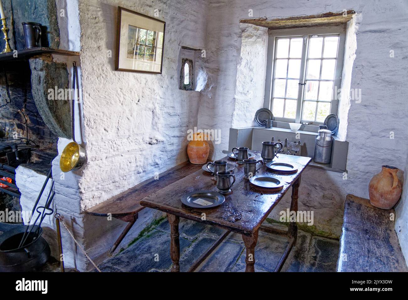 United Kingdom, South West England, Cornwall, Tintagel - Inside The medieval hall-house of 14th century - The Old Post Office. 12th of August, 2022 Stock Photo