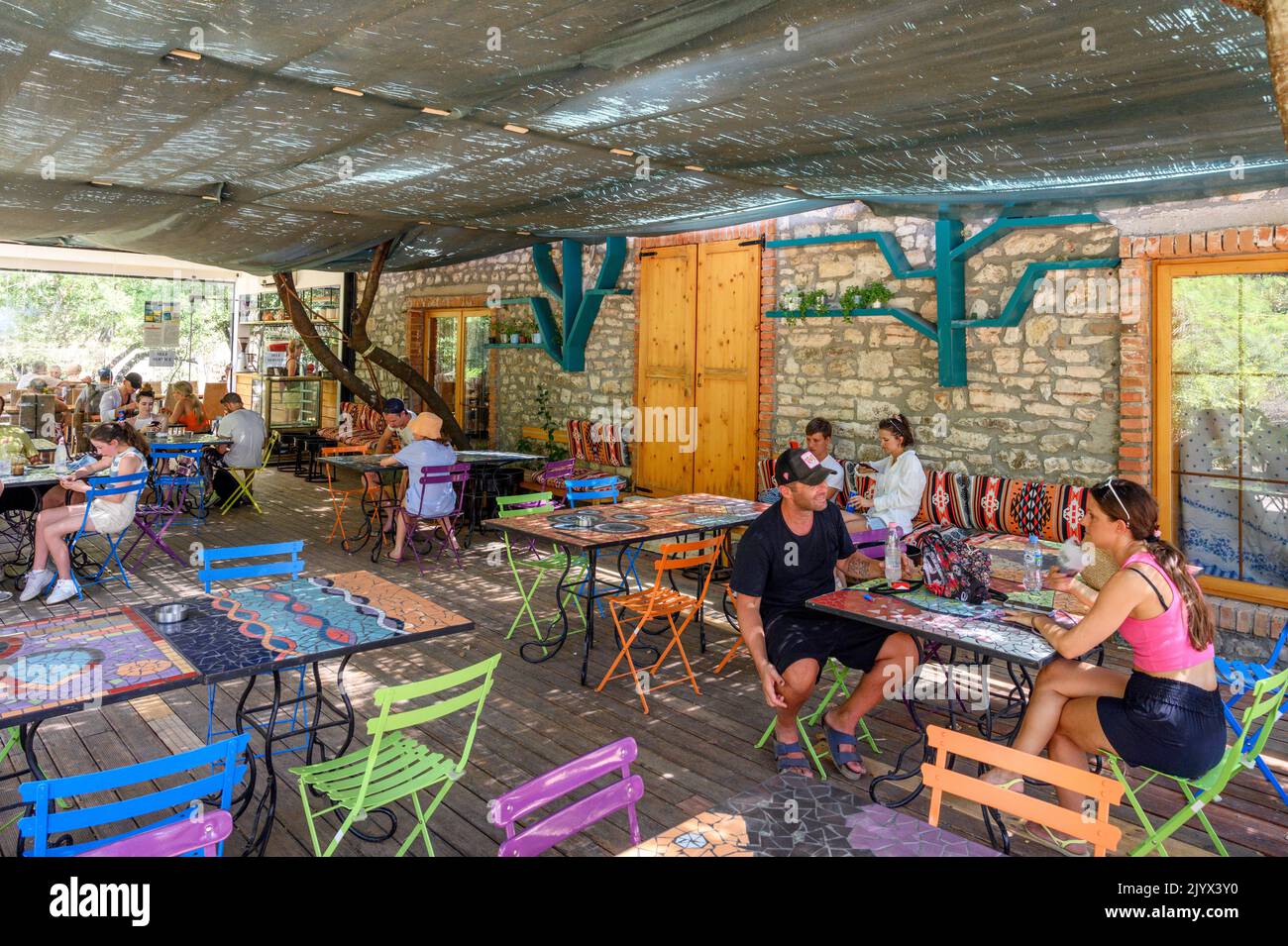 Cafe in the Venetian Castle, Butrint National Park, near Saranda, Albania Stock Photo